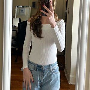 White Off-Shoulder Longsleeve Bodysuit